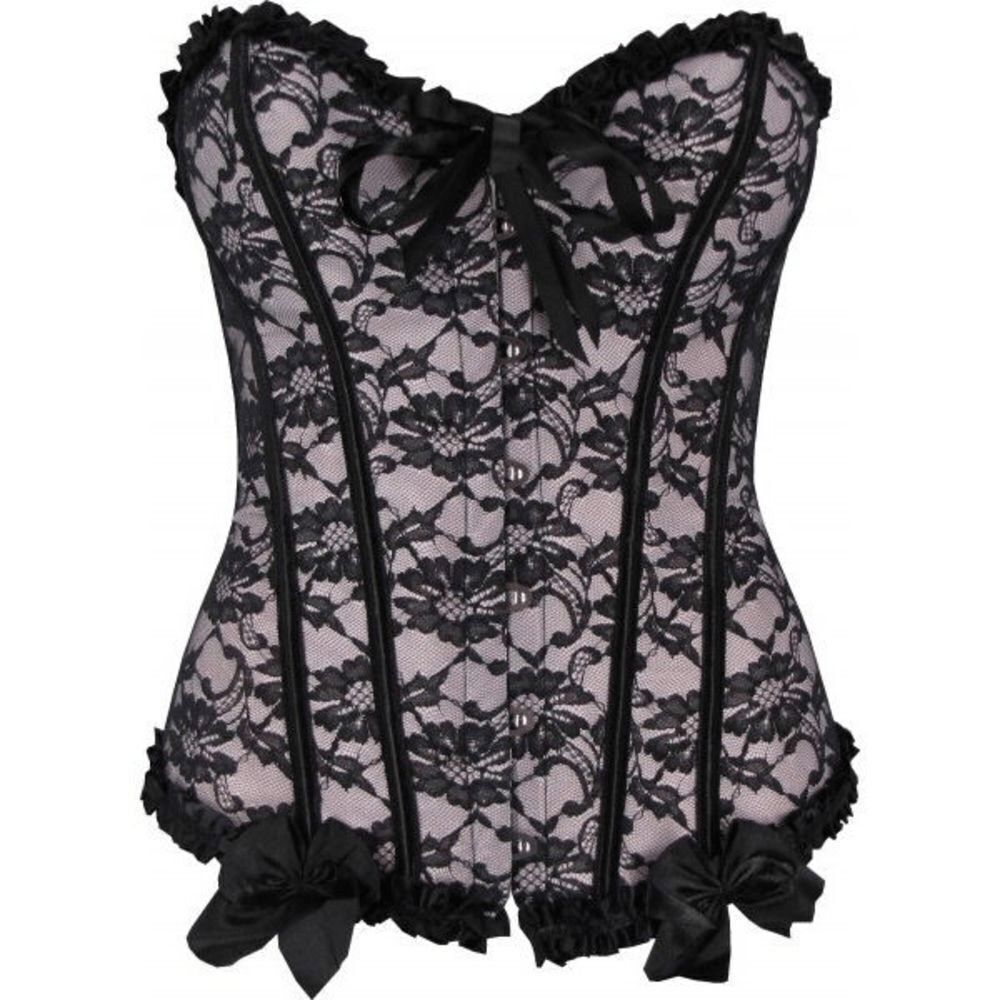 Corset Pink Roses Ribbon Halter Top size Large